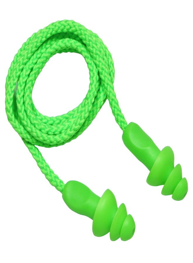 Millennial Essentials 25 Pairs Corded Ear Plugs Soft Silicone Reusable Earplugs Noise Cancelling for Hearing Protection, Sleeping (Green) - Image 1